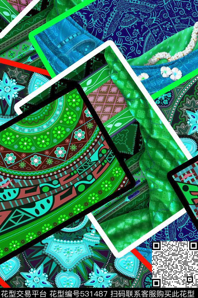 窗帘花纹民族数码印花华亿平台下载（图片编号: 531487） - 瓦栏（Walan）