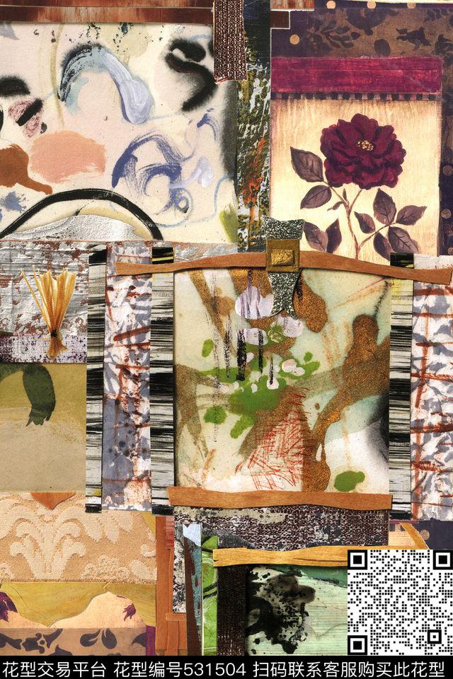 抽象涂鸦水彩数码印花华亿平台下载（图片编号: 531504） - 瓦栏（Walan）