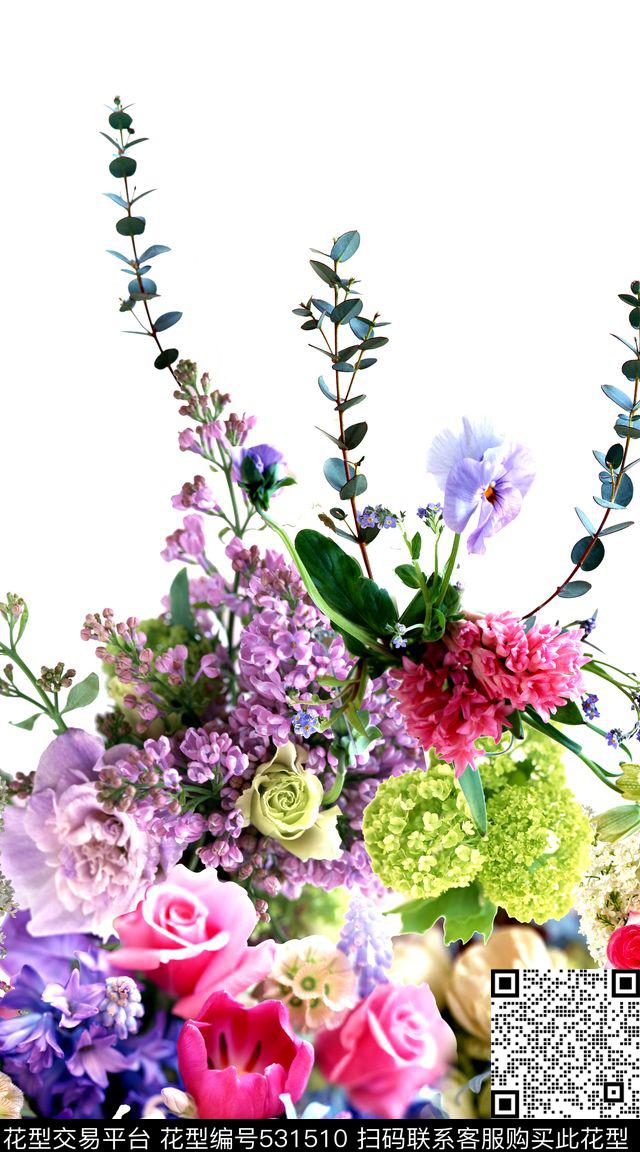 时尚花卉定位数码印花华亿平台下载（图片编号: 531510） - 瓦栏（Walan）