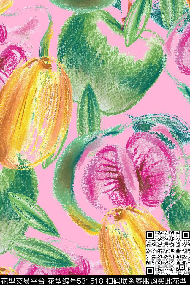 手绘水果趣味数码印花华亿平台下载（图片编号: 531518） - 瓦栏（Walan）
