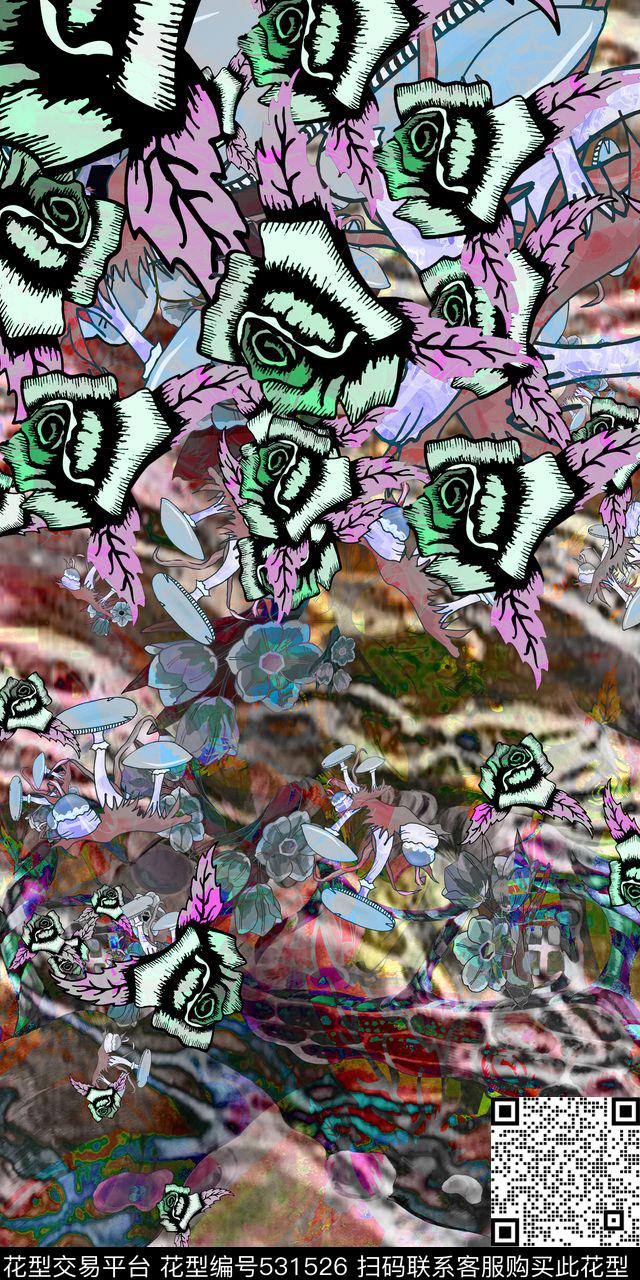 复古时尚民族风连衣裙数码印花华亿平台下载（图片编号: 531526） - 瓦栏（Walan）