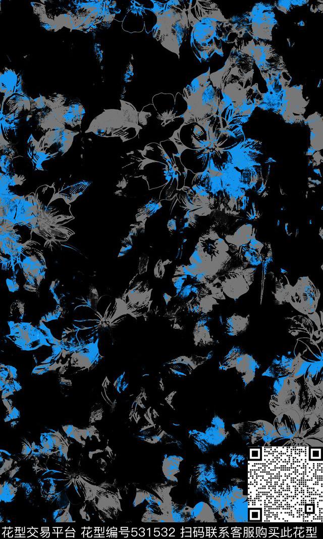 时尚传统黑灰蓝传统印花华亿平台下载（图片编号: 531532） - 瓦栏（Walan）