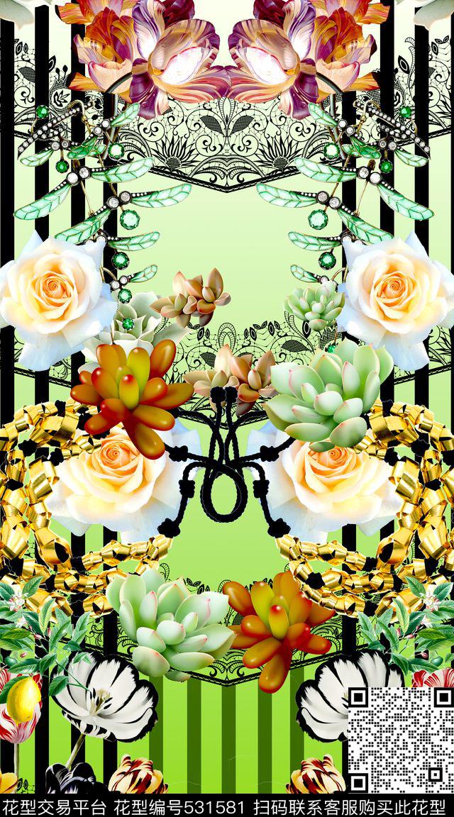 多肉植物渐变女装定位数码印花华亿平台下载（图片编号: 531581） - 瓦栏（Walan）
