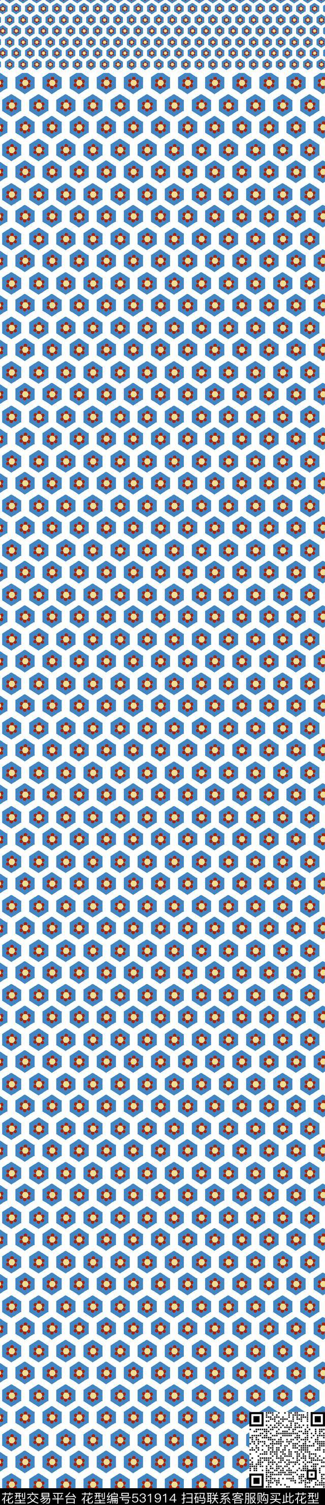 定位花小花几何传统印花华亿平台下载（图片编号: 531914） - 瓦栏（Walan）