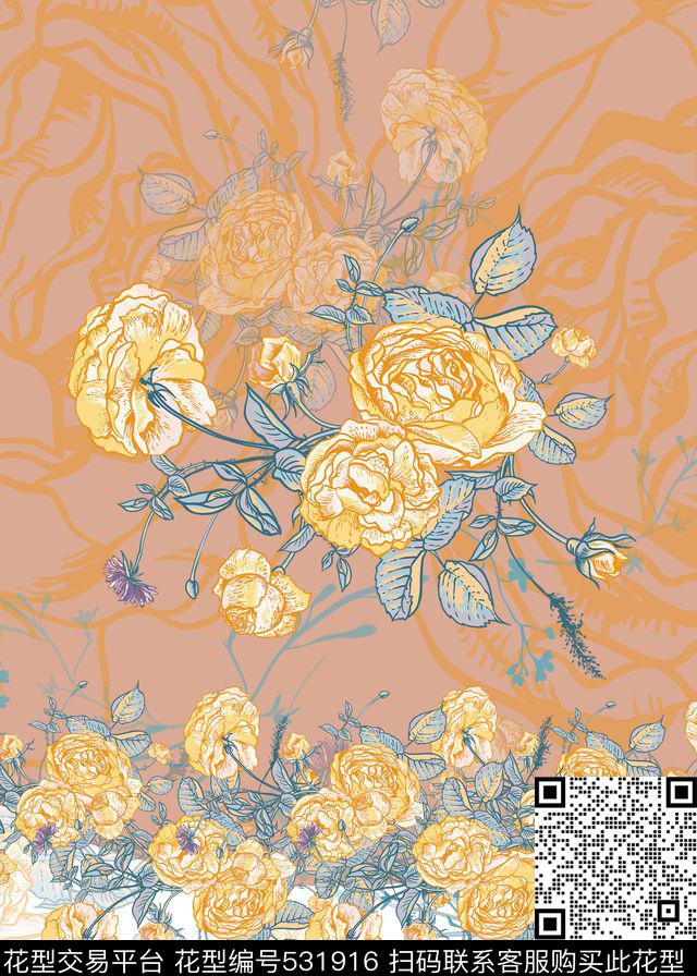 定位花卉连衣裙定位花旗袍定位花传统印花华亿平台下载（图片编号: 531916） - 瓦栏（Walan）