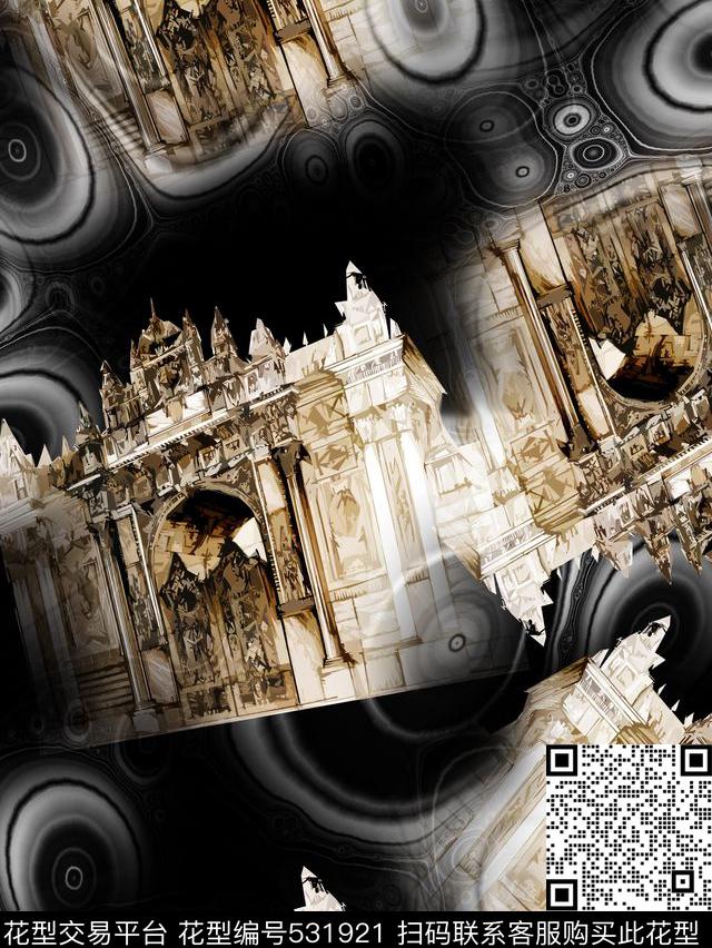 欧美风格大气时尚抽象元素数码印花华亿平台下载（图片编号: 531921） - 瓦栏（Walan）
