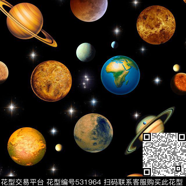 休闲风宇宙星数码印花华亿平台下载（图片编号: 531964） - 瓦栏（Walan）