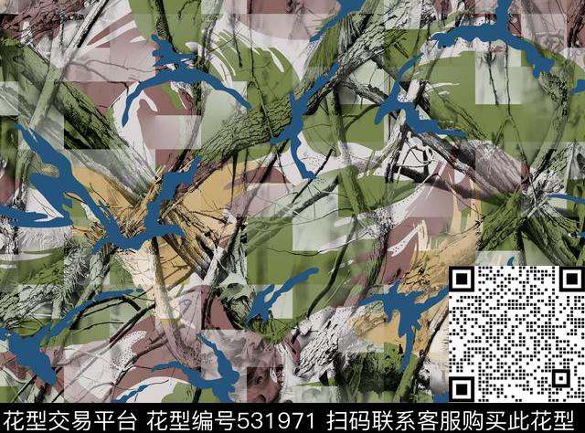 枯树干迷彩小过渡数码印花华亿平台下载（图片编号: 531971） - 瓦栏（Walan）