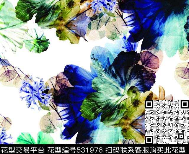反色花朵复古花纹数码印花华亿平台下载（图片编号: 531976） - 瓦栏（Walan）