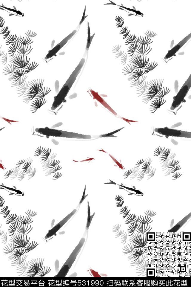 电脑绘画国画手绘传统印花华亿平台下载（图片编号: 531990） - 瓦栏（Walan）