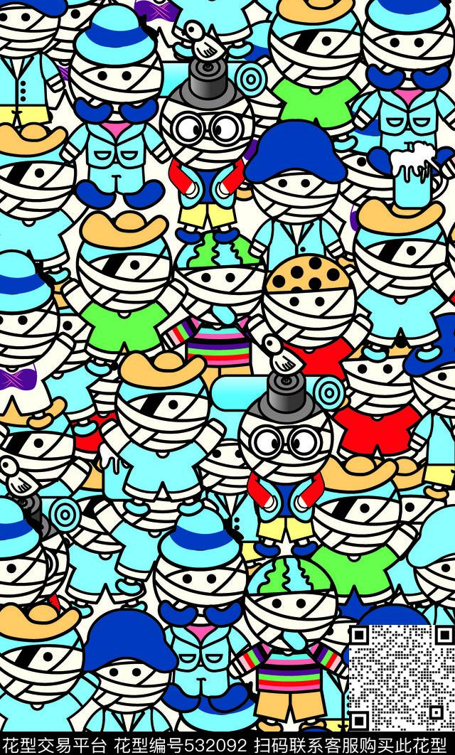 包头的小男孩卡通童装传统印花华亿平台下载（图片编号: 532092） - 瓦栏（Walan）