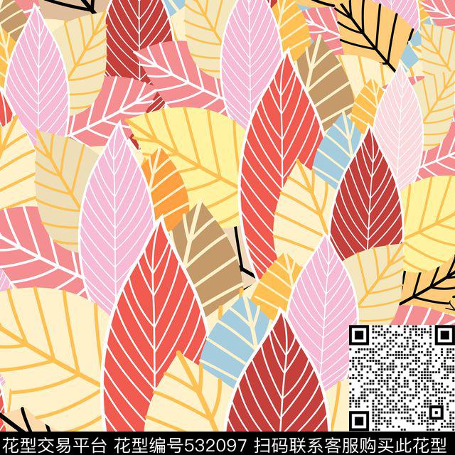 黄色叶子秋天叶子传统印花华亿平台下载（图片编号: 532097） - 瓦栏（Walan）