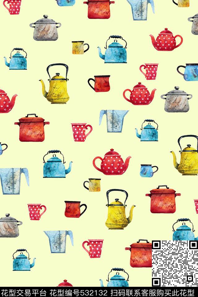休闲手绘锅传统印花华亿平台下载（图片编号: 532132） - 瓦栏（Walan）