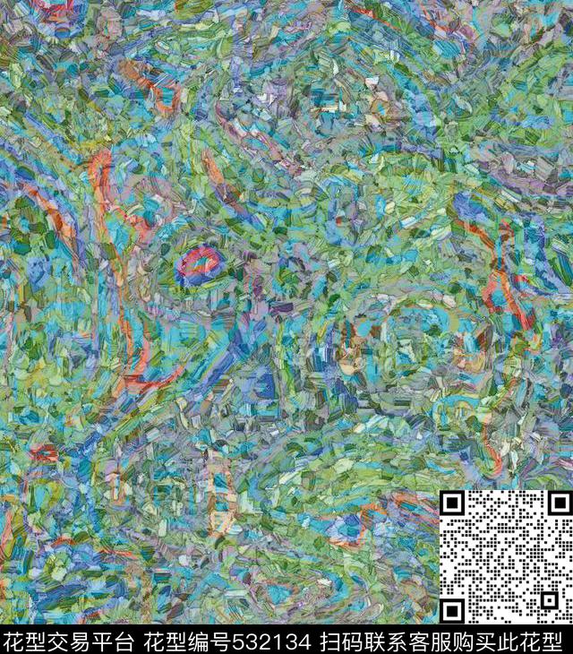 几何线条树叶数码印花华亿平台下载（图片编号: 532134） - 瓦栏（Walan）