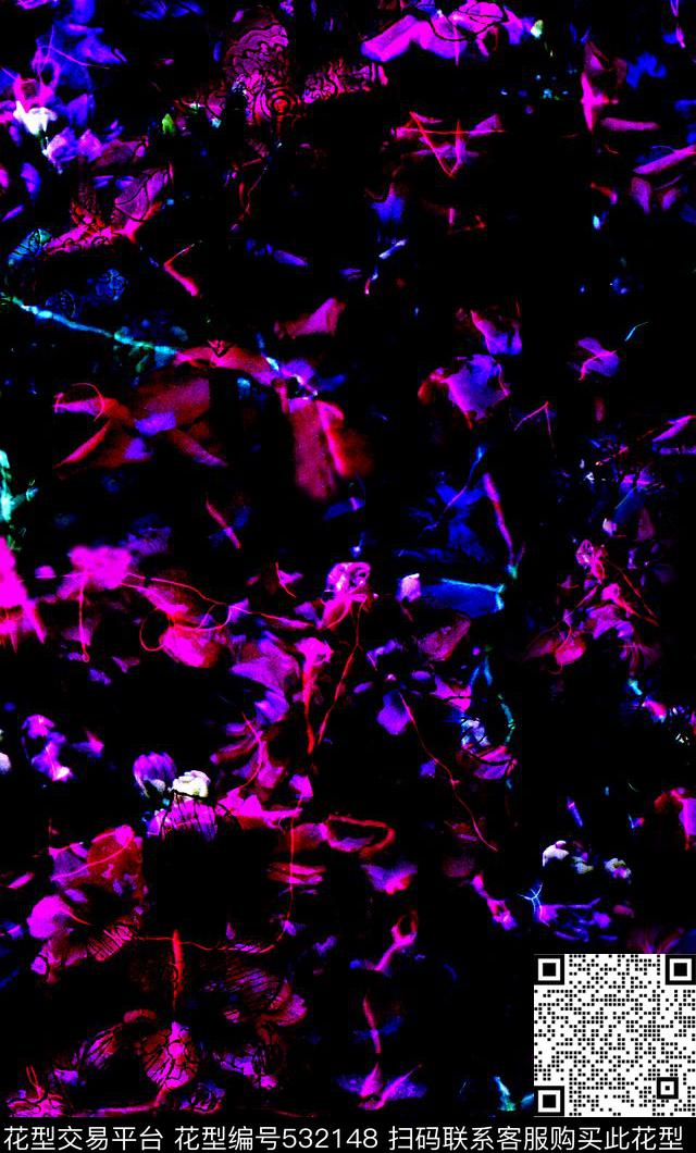 抽象梦境梦之蓝抽象梦境五彩缤纷跳跃笔触机理数码印花华亿平台下载（图片编号: 532148） - 瓦栏（Walan）