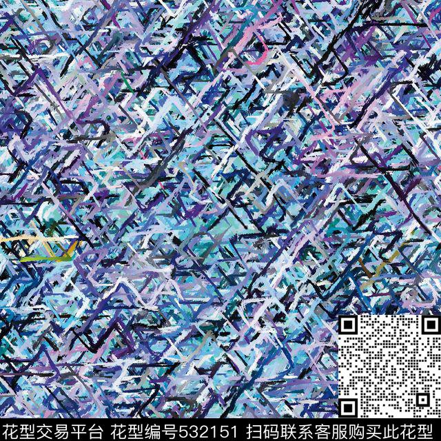 几何块面线条数码印花华亿平台下载（图片编号: 532151） - 瓦栏（Walan）
