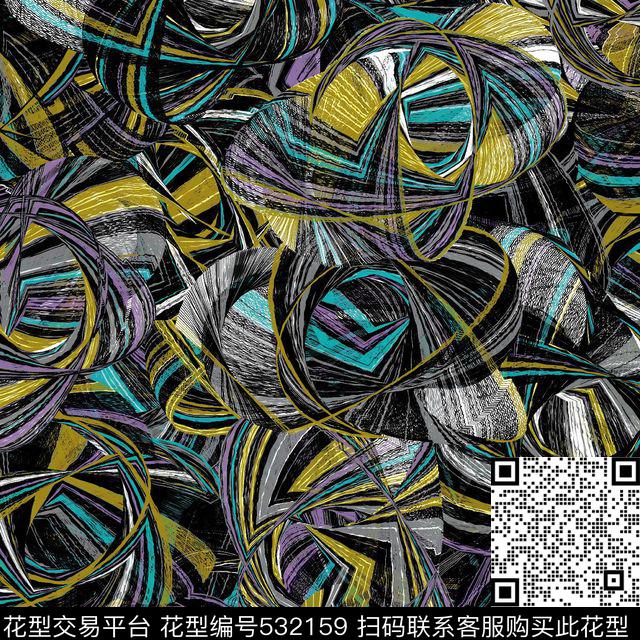 几何块面线条数码印花华亿平台下载（图片编号: 532159） - 瓦栏（Walan）