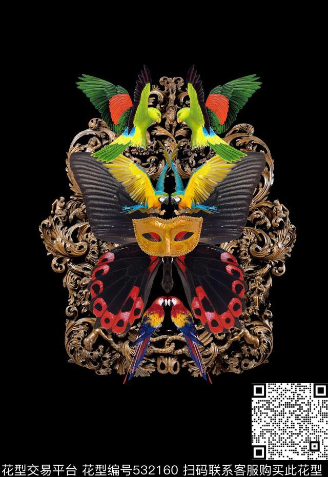 潮流时尚定位男装鹦鹉T恤卫衣数码印花华亿平台下载（图片编号: 532160） - 瓦栏（Walan）