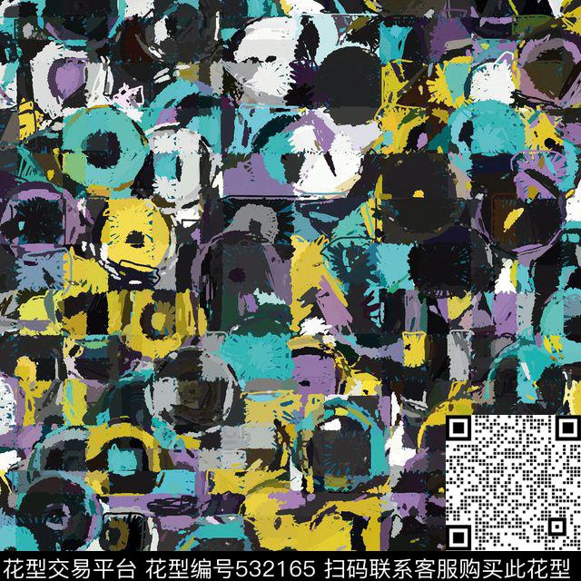 几何块面圆形数码印花华亿平台下载（图片编号: 532165） - 瓦栏（Walan）