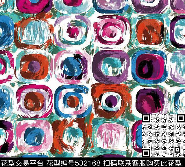 几何块面圆形数码印花华亿平台下载（图片编号: 532168） - 瓦栏（Walan）