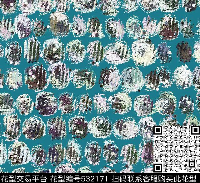 几何圆点块面数码印花华亿平台下载（图片编号: 532171） - 瓦栏（Walan）