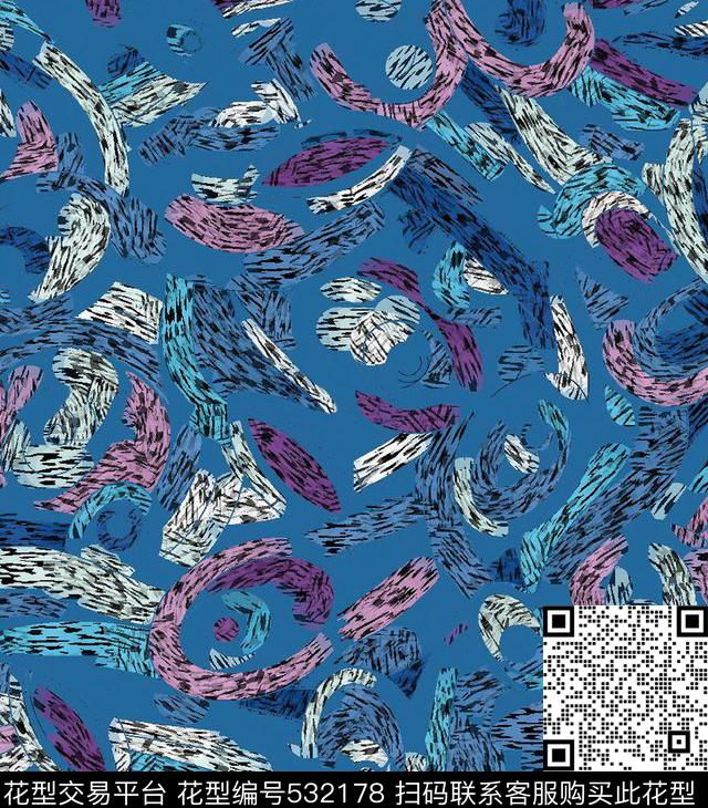 线条几何椭圆数码印花华亿平台下载（图片编号: 532178） - 瓦栏（Walan）