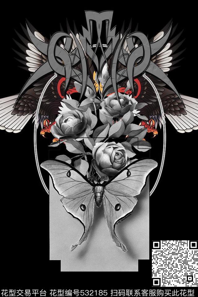 潮流复古花朵数码印花华亿平台下载（图片编号: 532185） - 瓦栏（Walan）