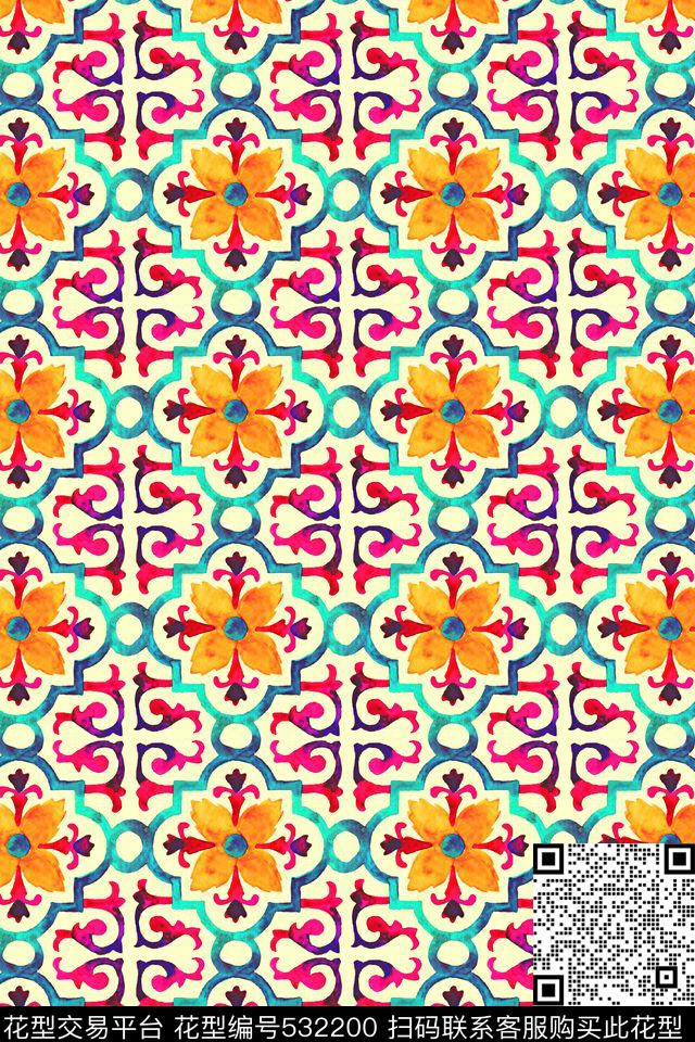 手绘D&G女装匹布数码印花华亿平台下载（图片编号: 532200） - 瓦栏（Walan）