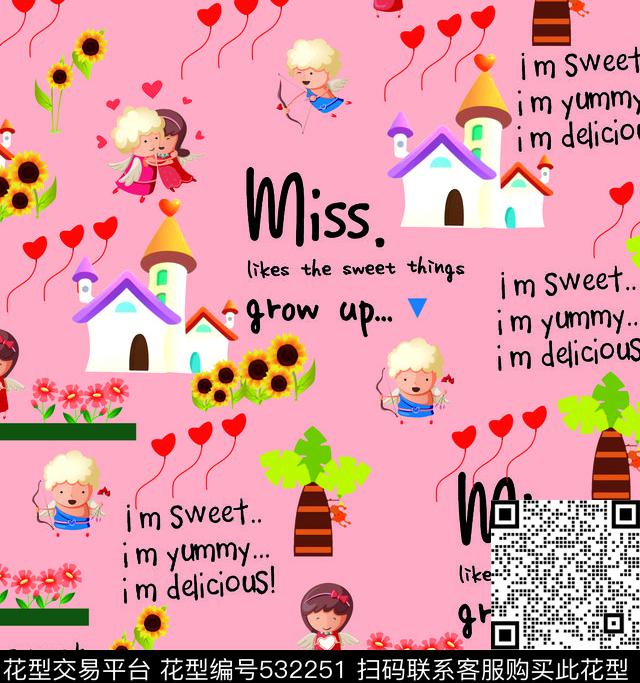 卡通城堡卡通人物数码印花华亿平台下载（图片编号: 532251） - 瓦栏（Walan）