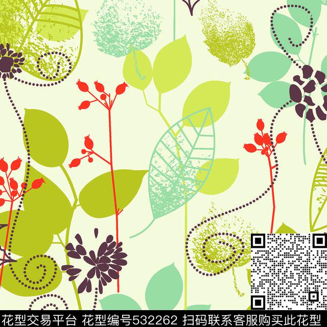 花卉田园植物传统印花华亿平台下载（图片编号: 532262） - 瓦栏（Walan）