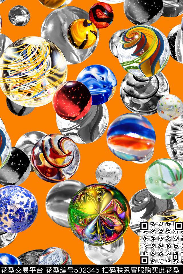 时尚玻璃珠弹珠数码印花华亿平台下载（图片编号: 532345） - 瓦栏（Walan）