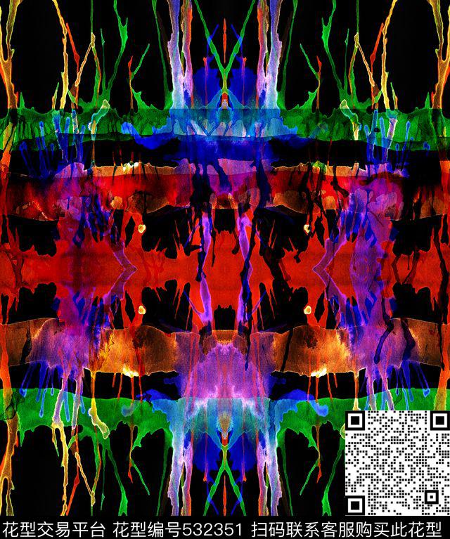 抽象肌理炫彩数码印花华亿平台下载（图片编号: 532351） - 瓦栏（Walan）