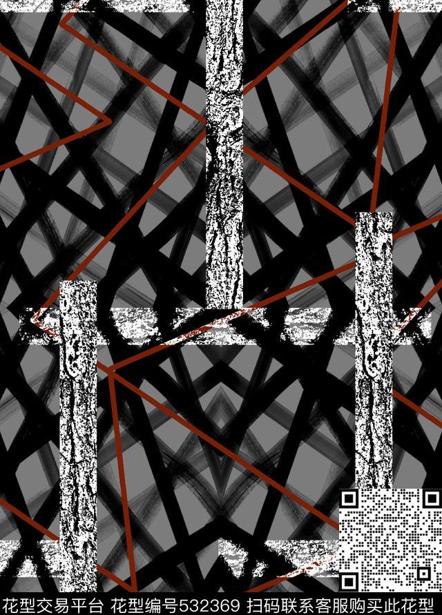 抽象格子坚条肌理纹数码印花华亿平台下载（图片编号: 532369） - 瓦栏（Walan）