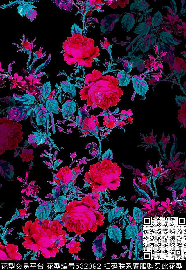 欧式藤花暗花数码印花华亿平台下载（图片编号: 532392） - 瓦栏（Walan）