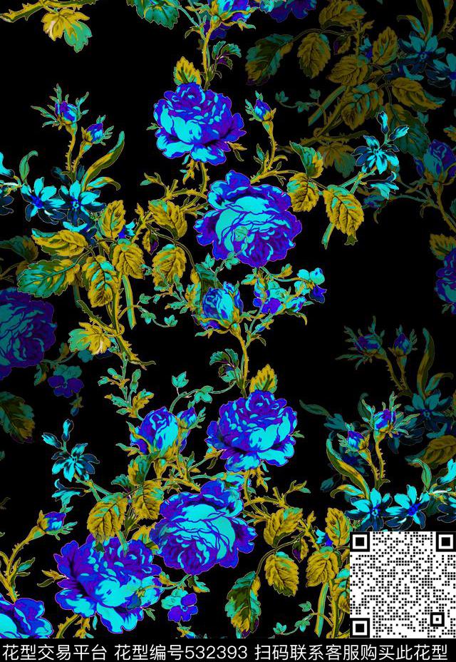 欧式藤花暗花数码印花华亿平台下载（图片编号: 532393） - 瓦栏（Walan）