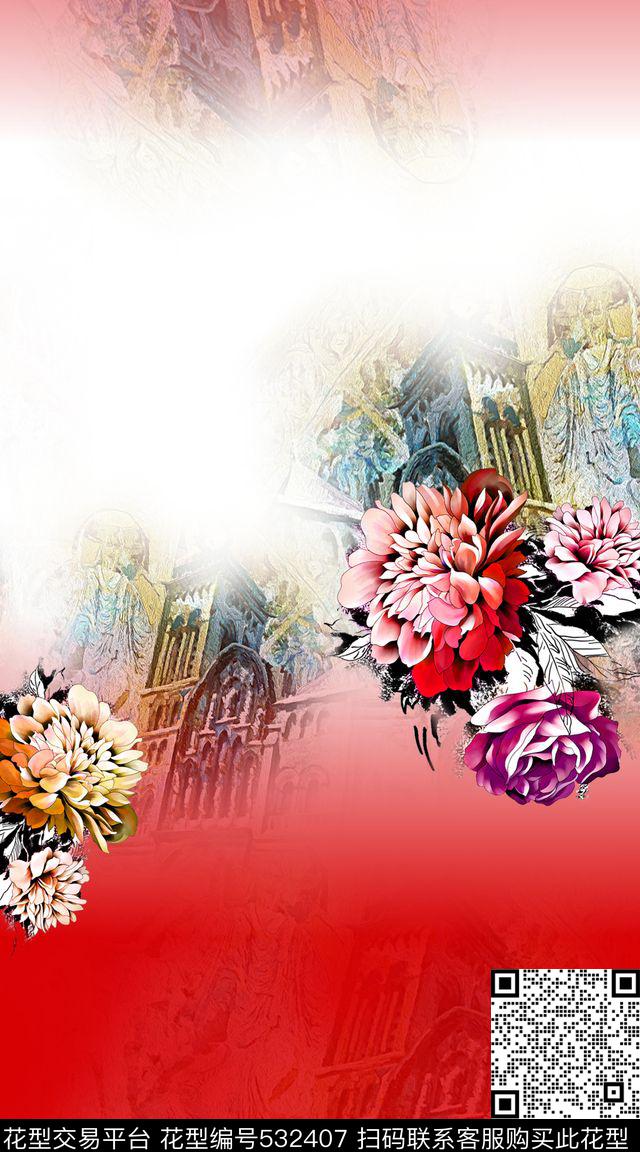 数码大花油画建筑数码印花华亿平台下载（图片编号: 532407） - 瓦栏（Walan）