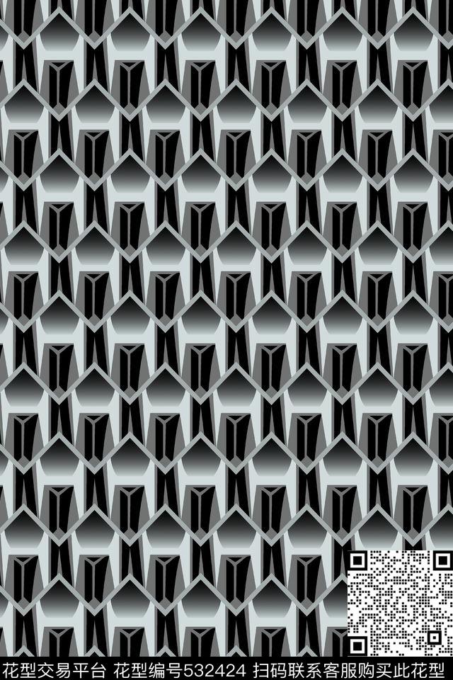 时尚大牌欧美风格服装设计几何波浪纹传统印花华亿平台下载（图片编号: 532424） - 瓦栏（Walan）