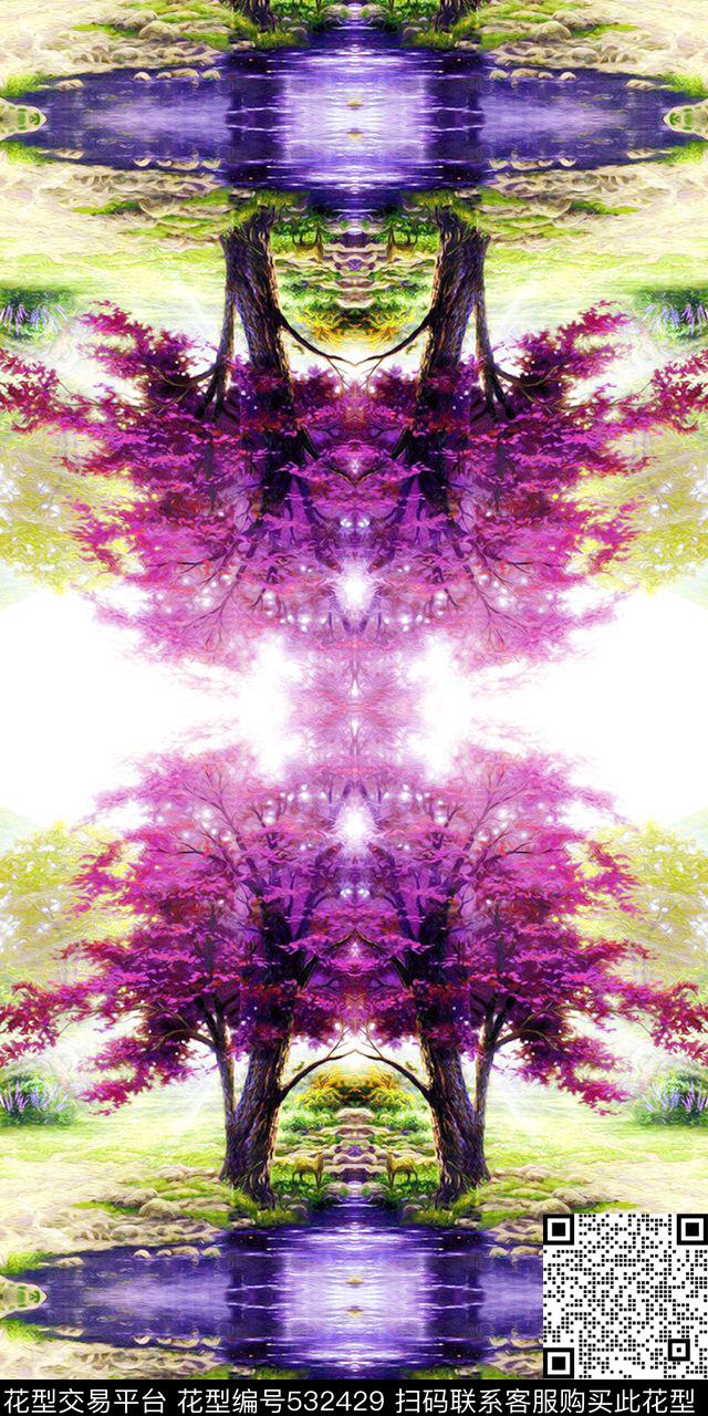 田园油画风景外套卫衣大衣数码印花华亿平台下载（图片编号: 532429） - 瓦栏（Walan）