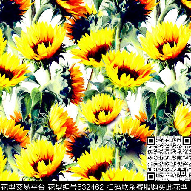 花卉流行时尚数码印花华亿平台下载（图片编号: 532462） - 瓦栏（Walan）