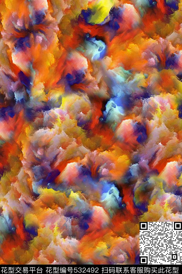 抽象动物方巾传统印花华亿平台下载（图片编号: 532492） - 瓦栏（Walan）