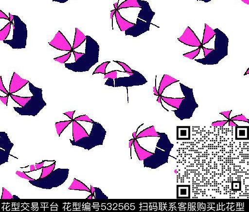 时尚几何小伞投影传统印花华亿平台下载（图片编号: 532565） - 瓦栏（Walan）