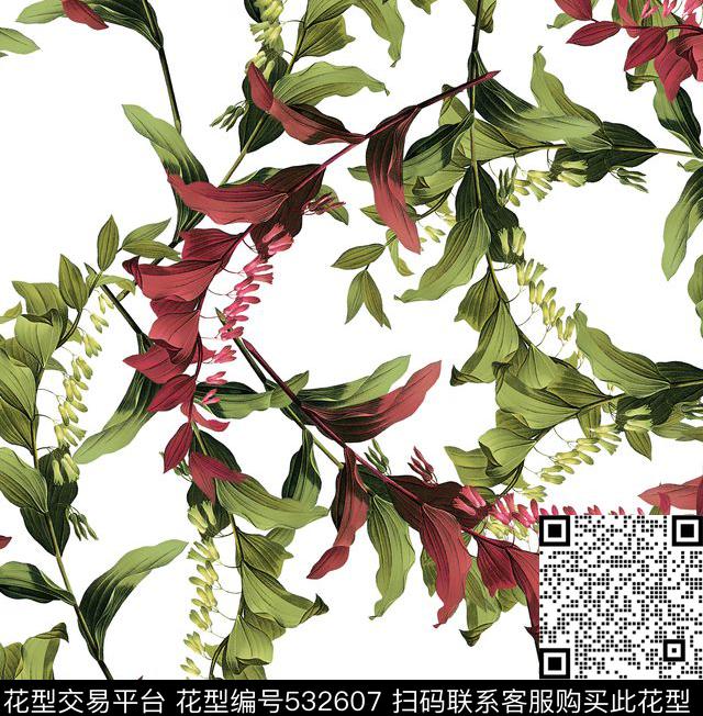 欧式草花休闲数码印花华亿平台下载（图片编号: 532607） - 瓦栏（Walan）