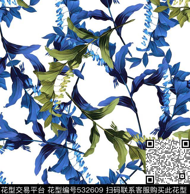 欧式草花休闲数码印花华亿平台下载（图片编号: 532609） - 瓦栏（Walan）