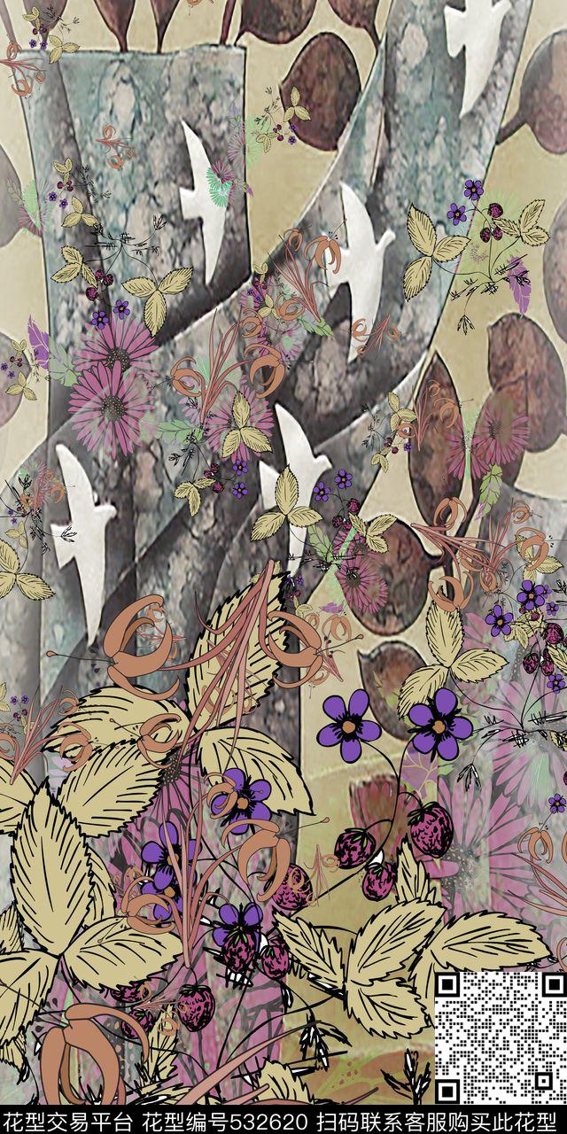 定位花麦金黄秋后叶数码印花华亿平台下载（图片编号: 532620） - 瓦栏（Walan）