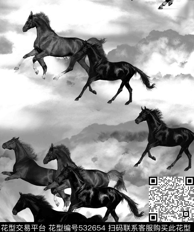 流行时尚水墨动物数码印花华亿平台下载（图片编号: 532654） - 瓦栏（Walan）