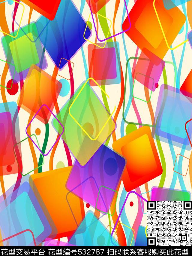 彩色创意时尚服装数码印花华亿平台下载（图片编号: 532787） - 瓦栏（Walan）
