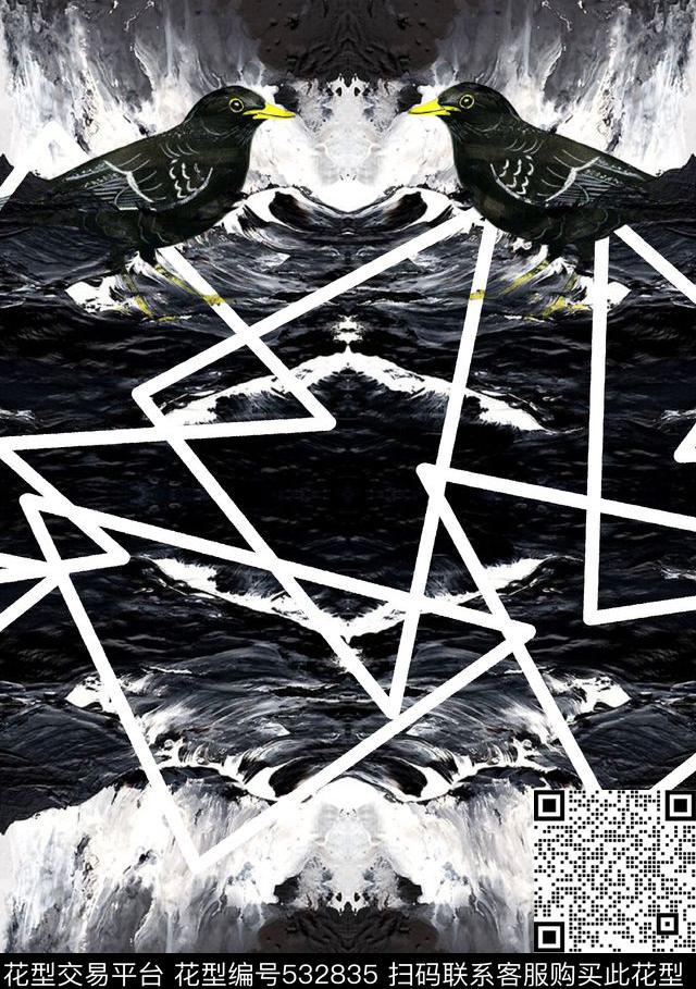 抽象油画海浪数码印花华亿平台下载（图片编号: 532835） - 瓦栏（Walan）