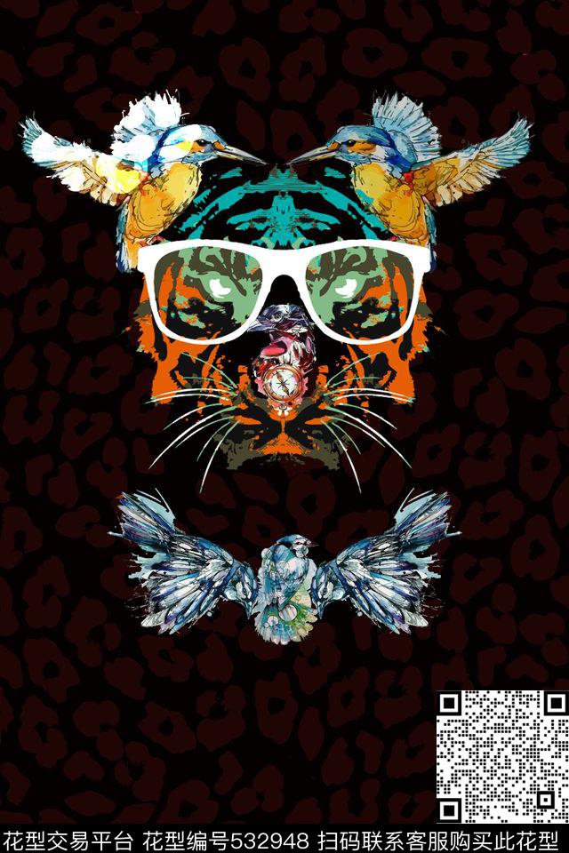 T恤LOGO豹纹创意服装面料数码印花华亿平台下载（图片编号: 532948） - 瓦栏（Walan）