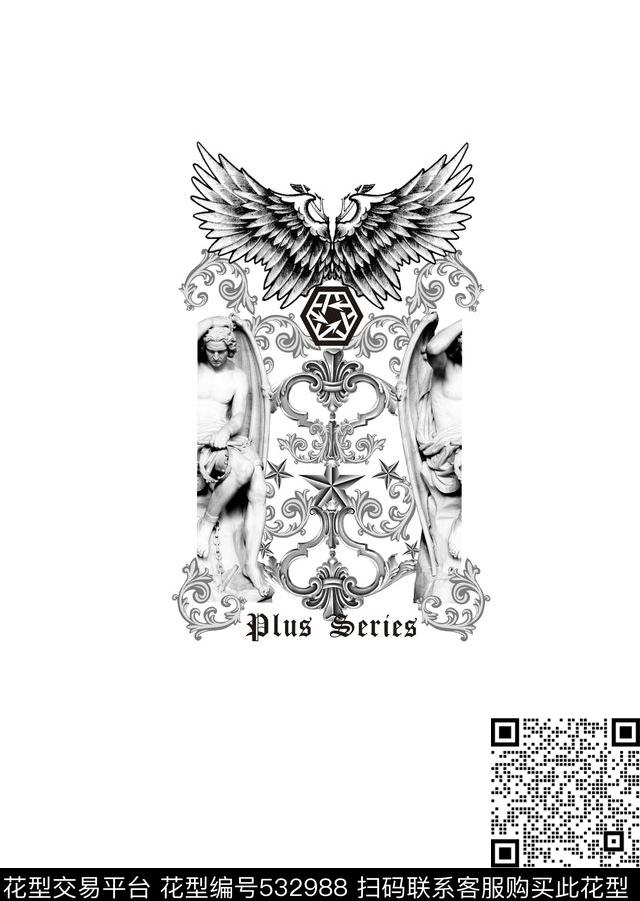 翅膀宫廷花纹石膏像数码印花华亿平台下载（图片编号: 532988） - 瓦栏（Walan）
