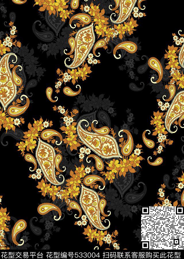 经典火腿纹佩斯利华亿平台传统印花华亿平台下载（图片编号: 533004） - 瓦栏（Walan）